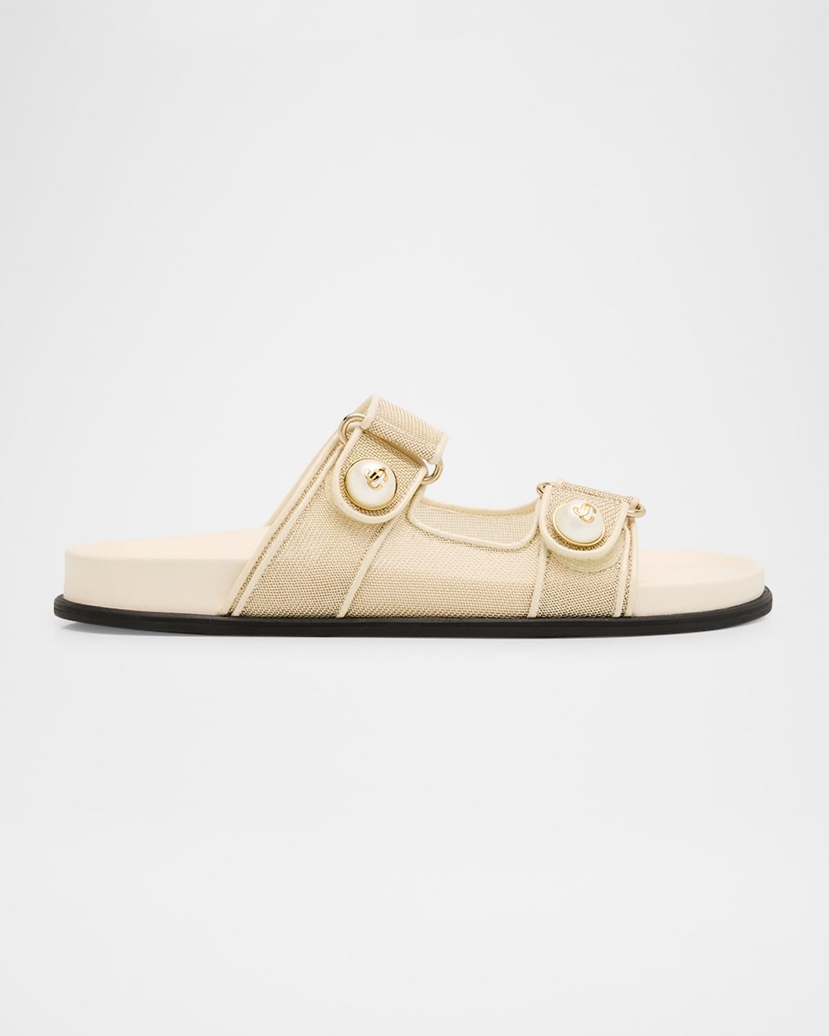 Fayence Mesh Pearly Dual-Strap Slide Sandals