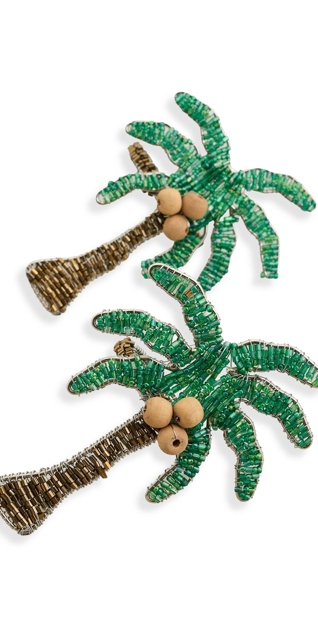 Les Ottomans Beaded Napkin Holders Set Of 2 Green/Brown One Size