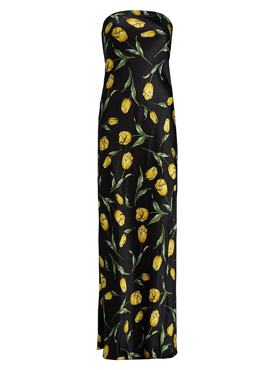 Women's Tulip Silk Satin Strapless Gown - Black - Size 10