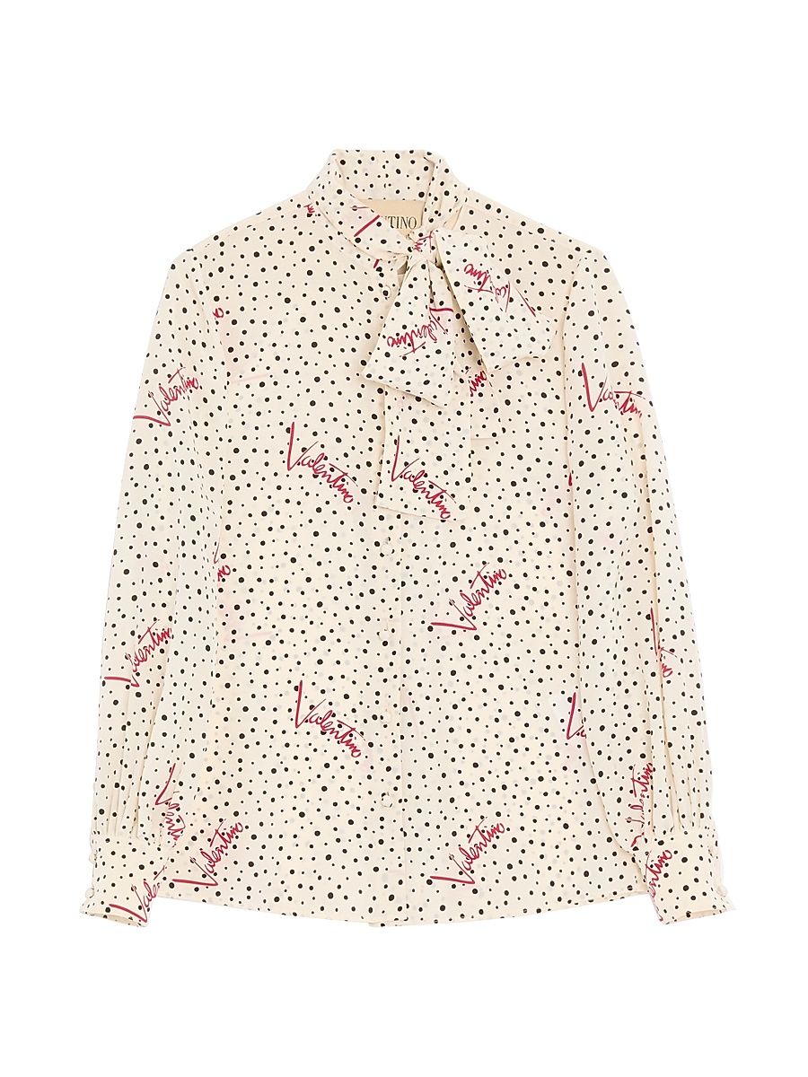 Women's Plus De Pois Crepe De Chine Bubble Shirt - Vanilla Multicolor - Size 4