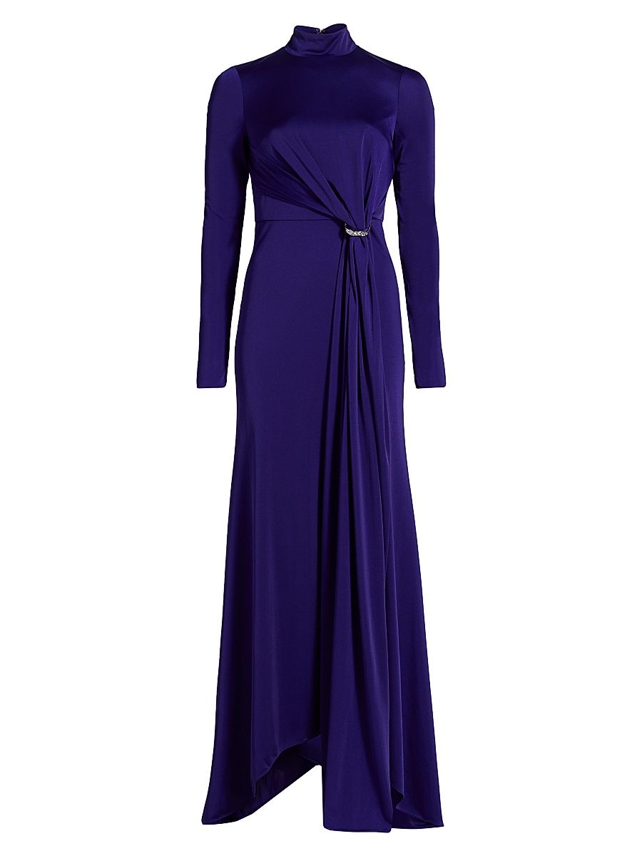 Women's Mya Hardware-Accented Jersey Long-Sleeve Dress - Blue Violet - Size 16