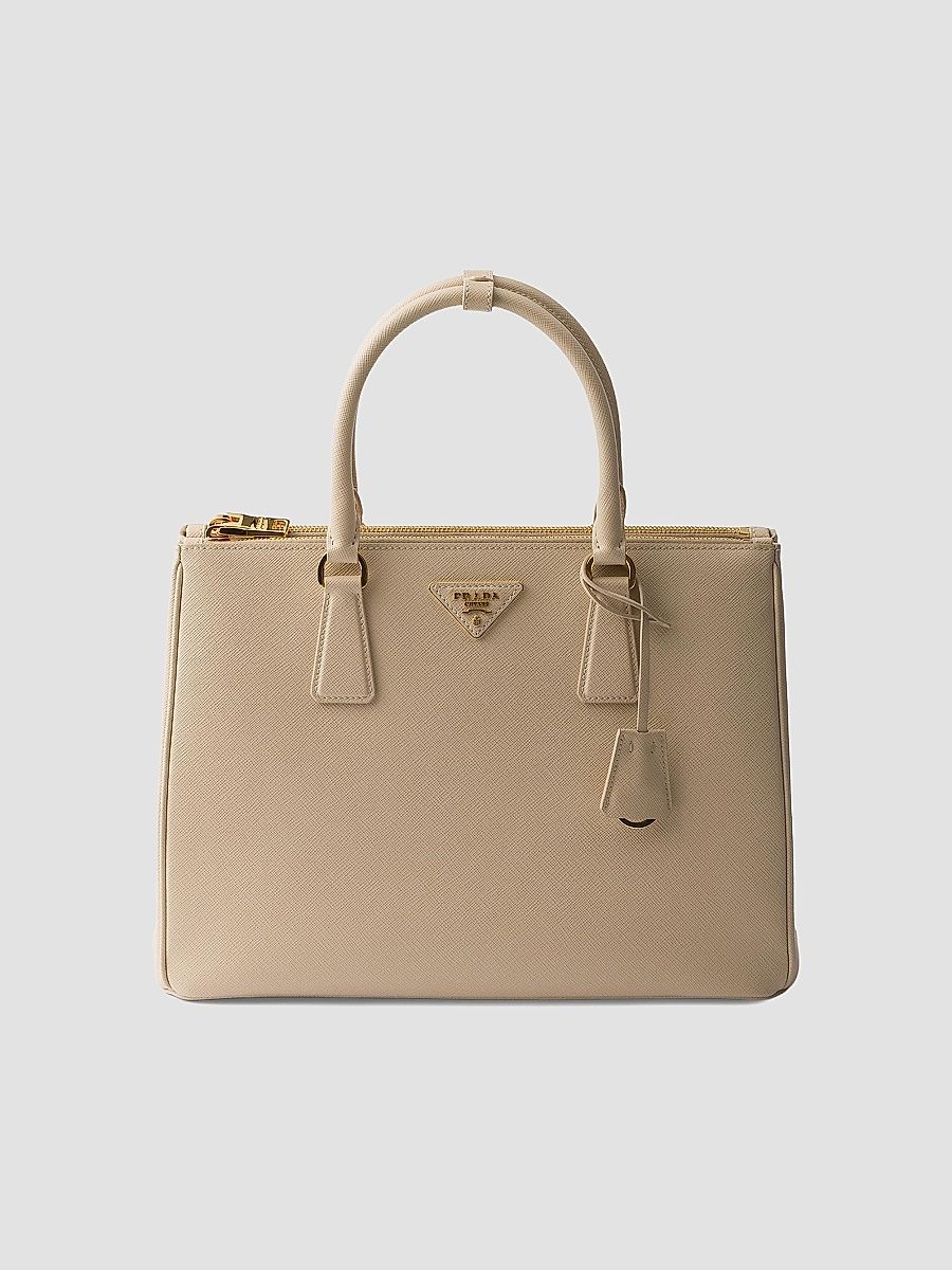 Prada Women's Large Galleria Saffiano Leather Top Handle Bag - Beige Khaki