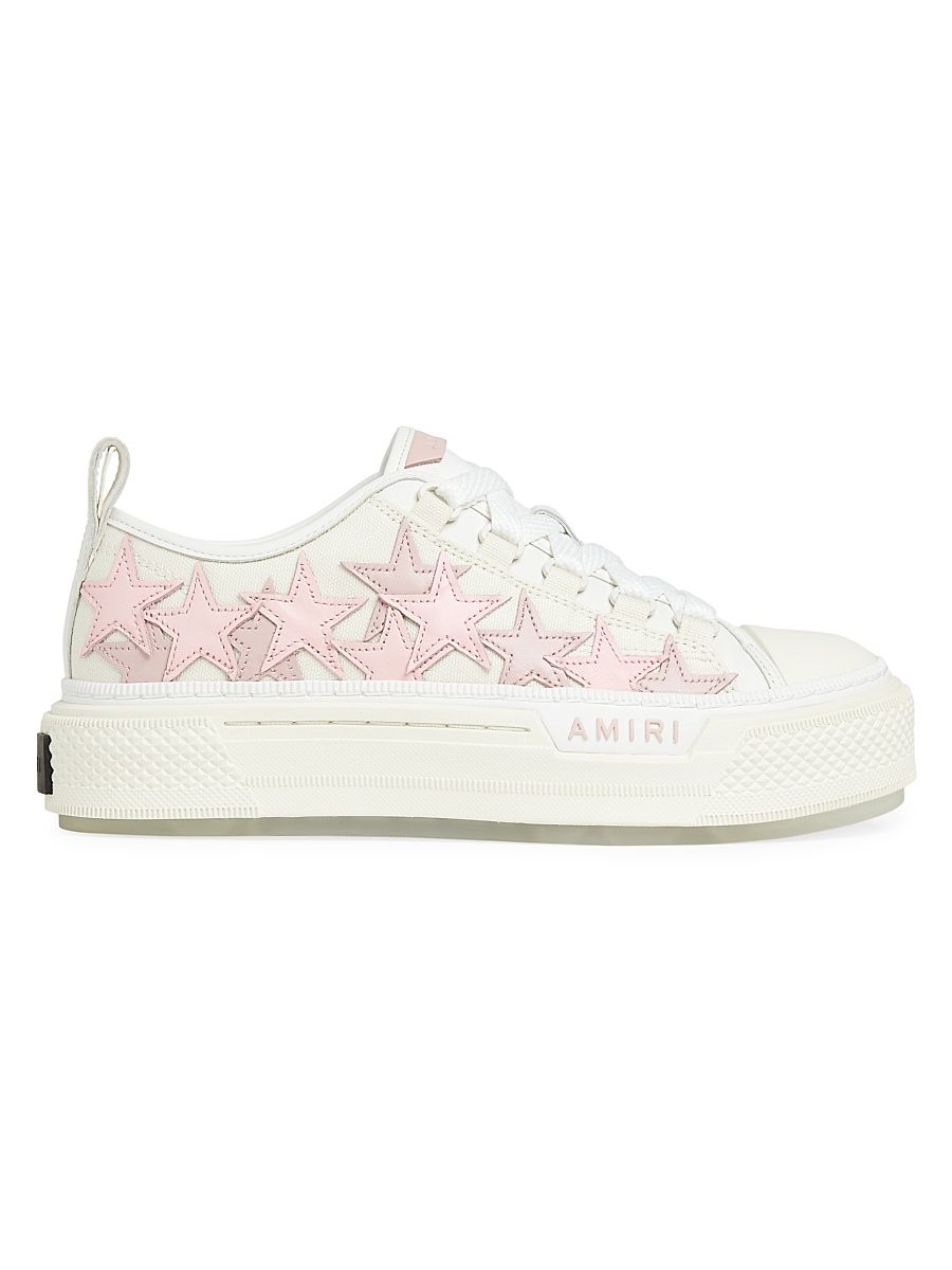 Women's Platform Stars Court Low Sneakers - White Pink - Size 11