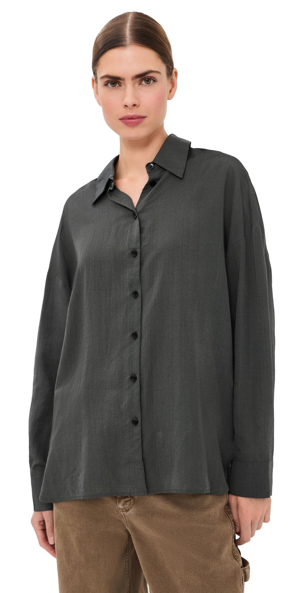 Tibi Ultra Light Oversized Shirt Black S
