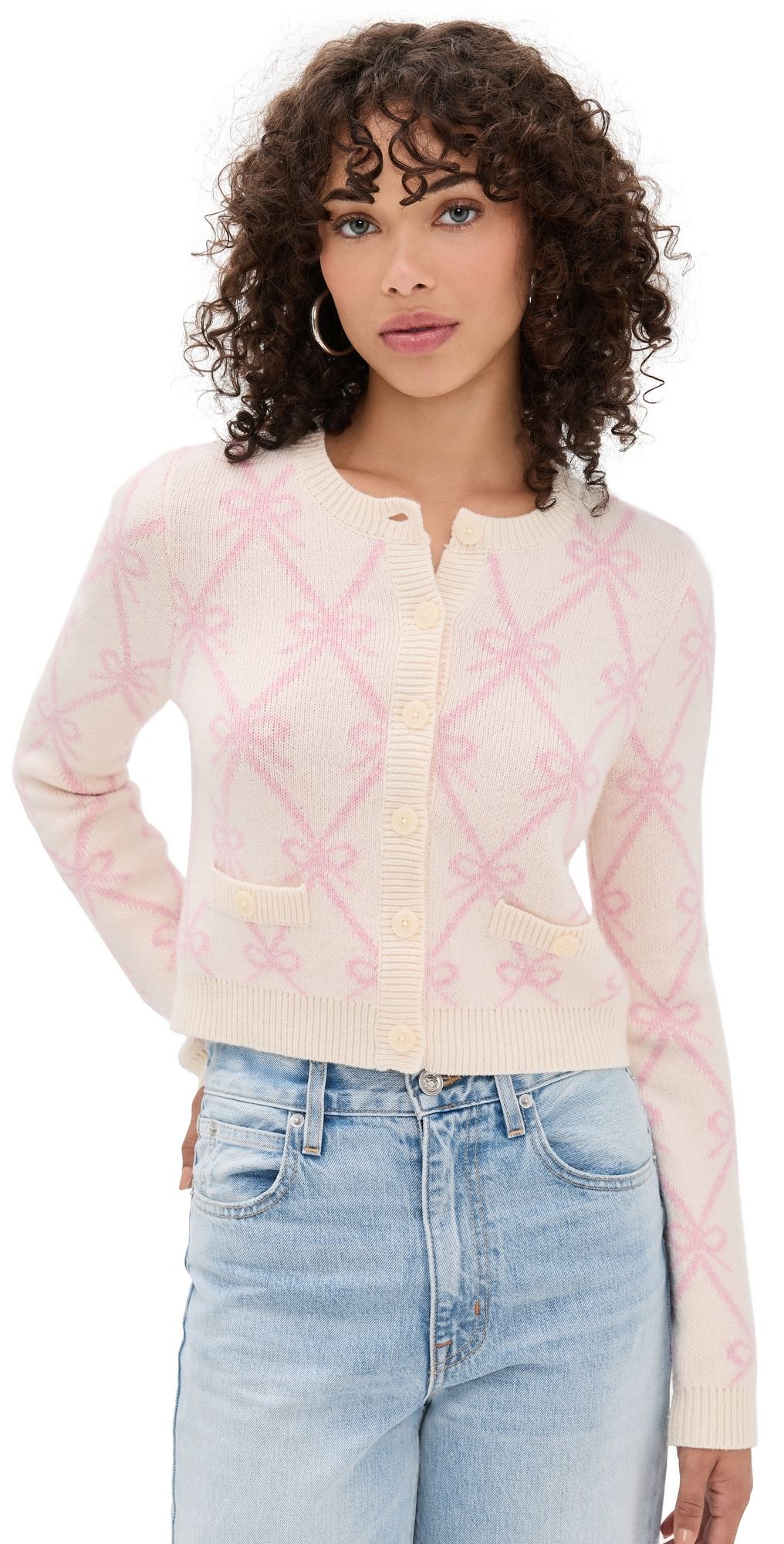 LoveShackFancy Veronika Cardigan Milk Rose XL
