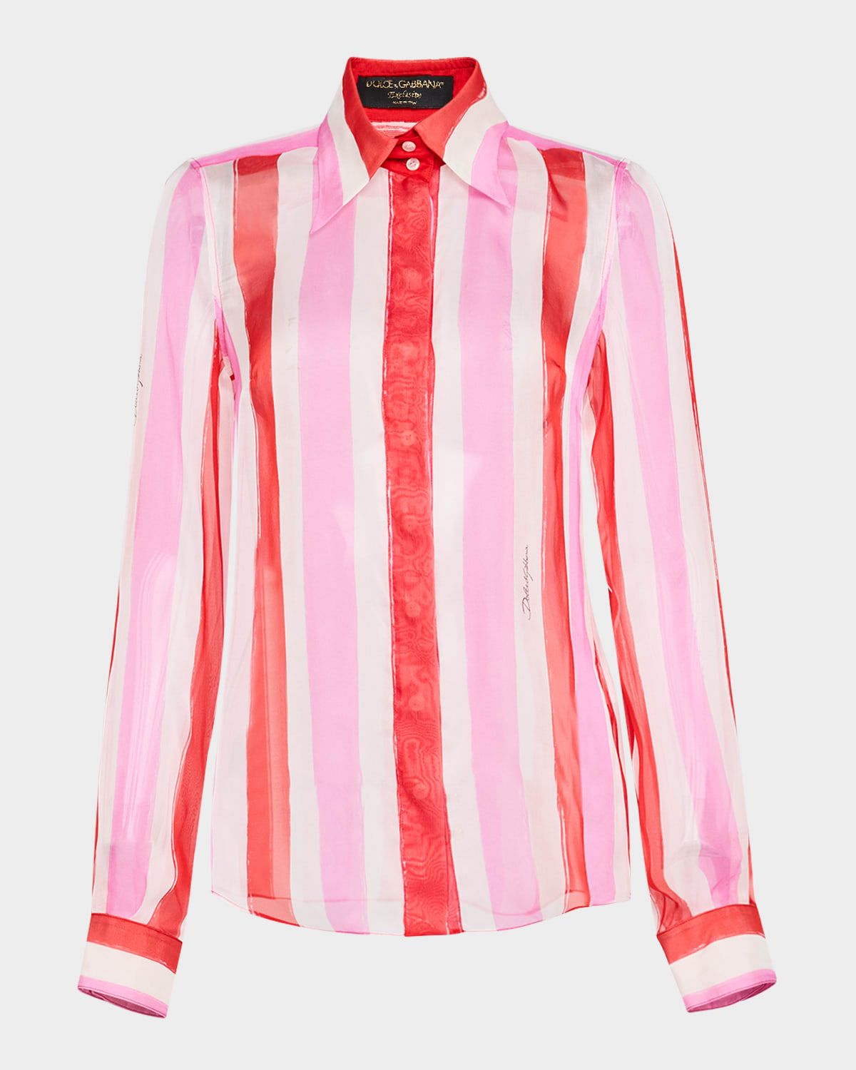 Stripe Button Down Chiffon Blouse