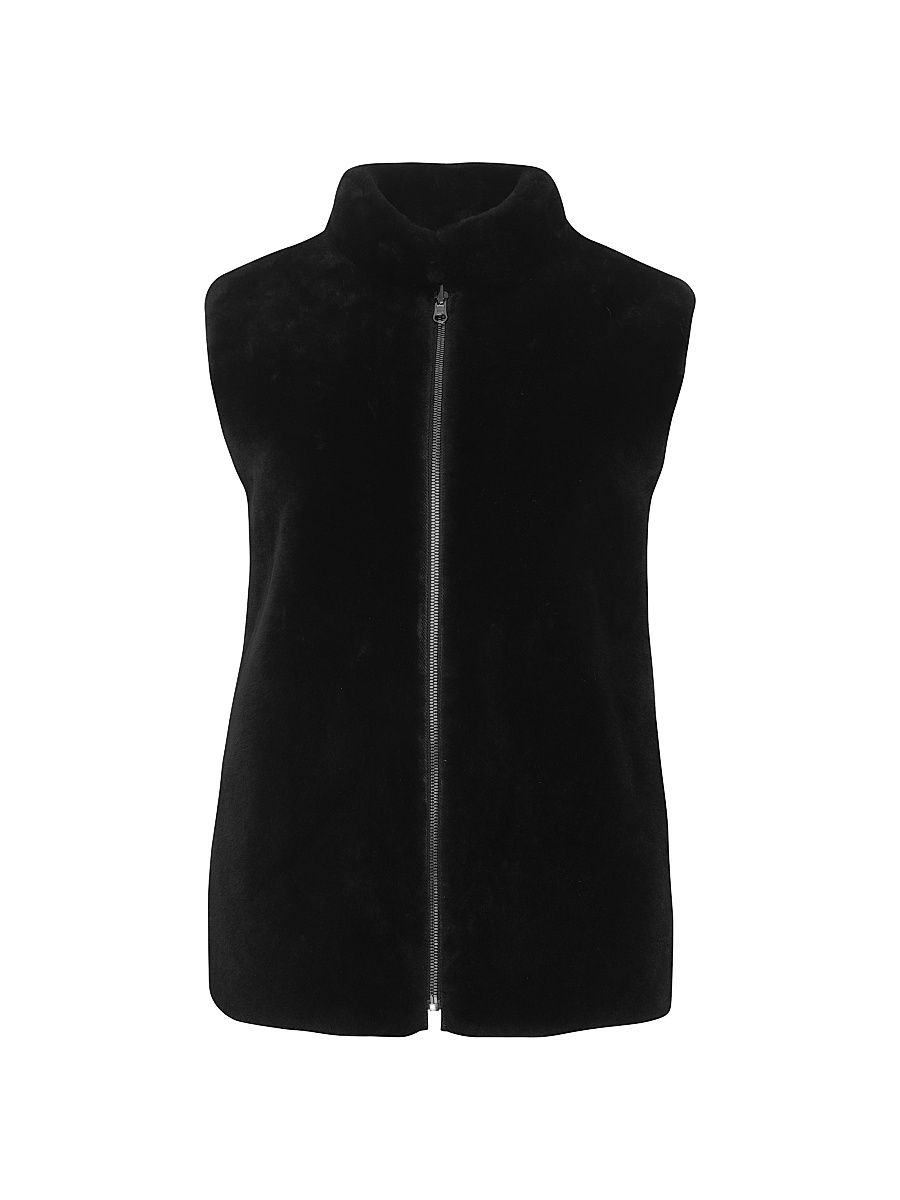 Gorski Women's Reversible Select Shearling Lamb Vest - Black - Size Large