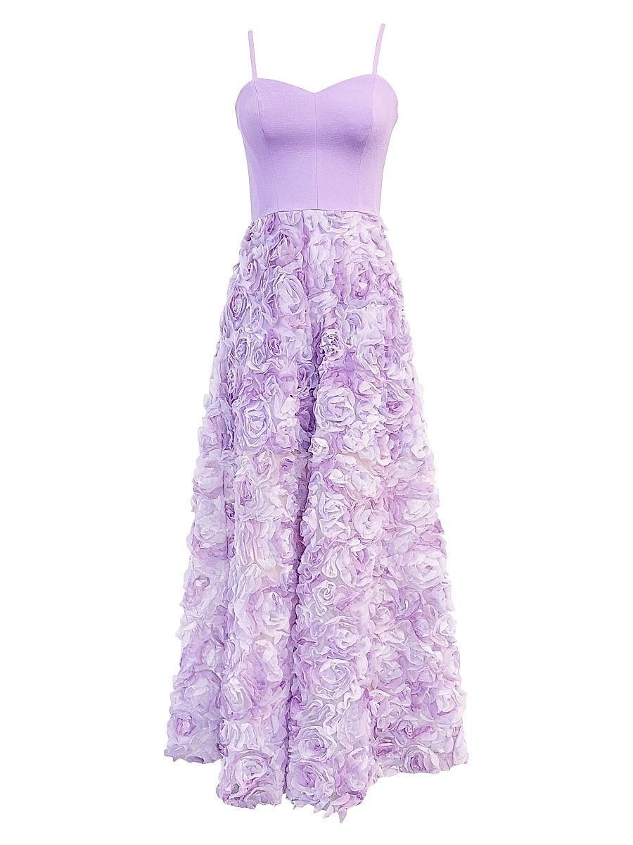 Women's Summer Audrina Floral Appliquè Gown - Lavendar Multi - Size XL
