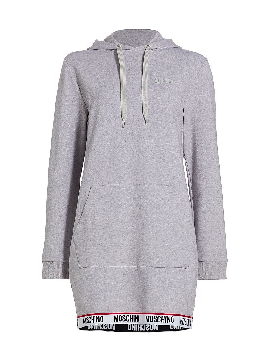 Women's Hooded Logo-Tape Minidress - Grey - Size Medium