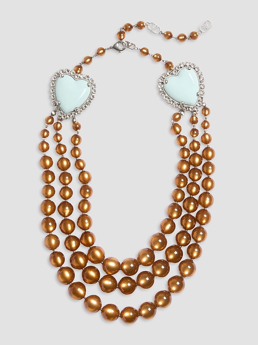 Women's Coeur Hyperbole Necklace in Metal, Resin and Crystals - Brown