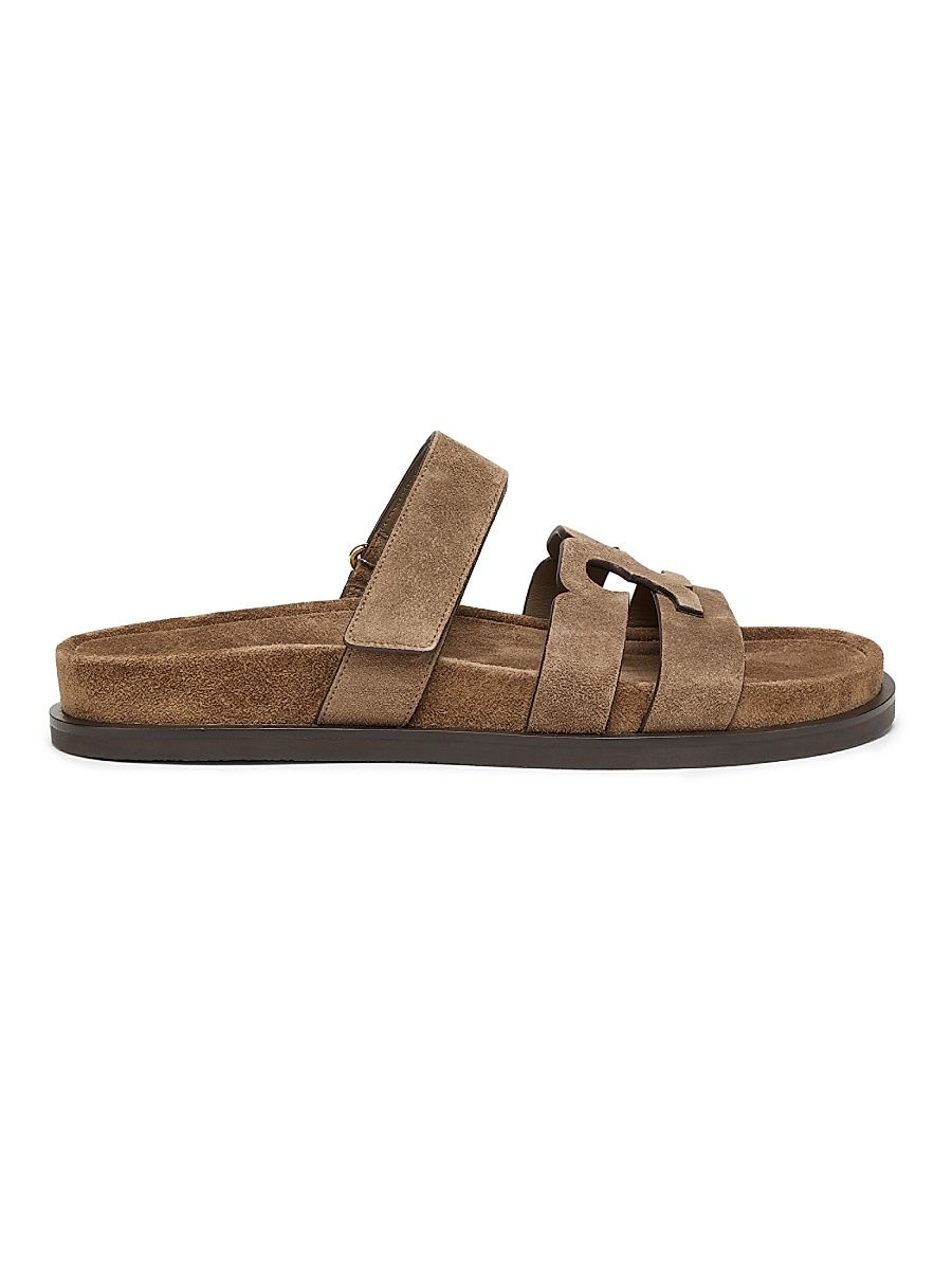 Women's Ines Logo-Detailed Suede Slide Sandals - River Rock - Size 9