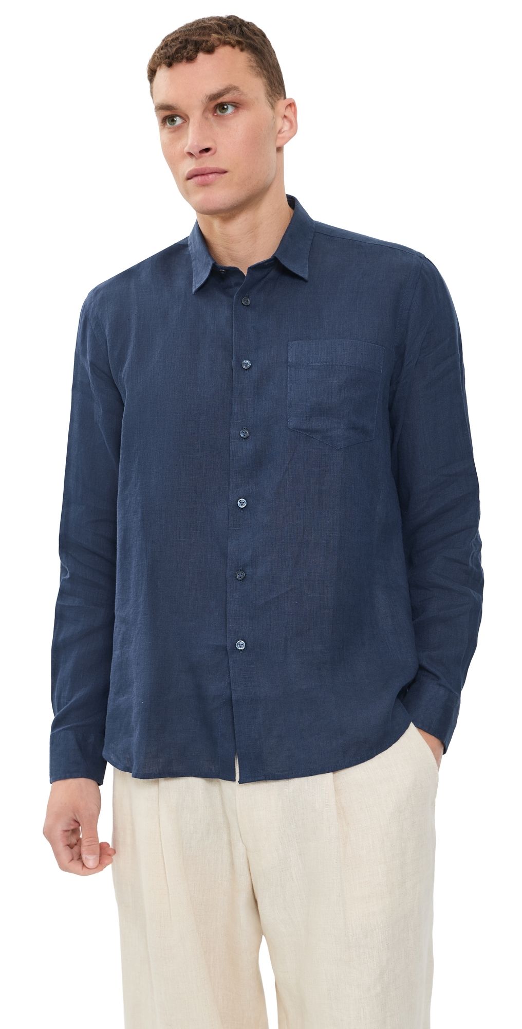 Vilebrequin Caroubis Linen Shirt Bleu Marine L