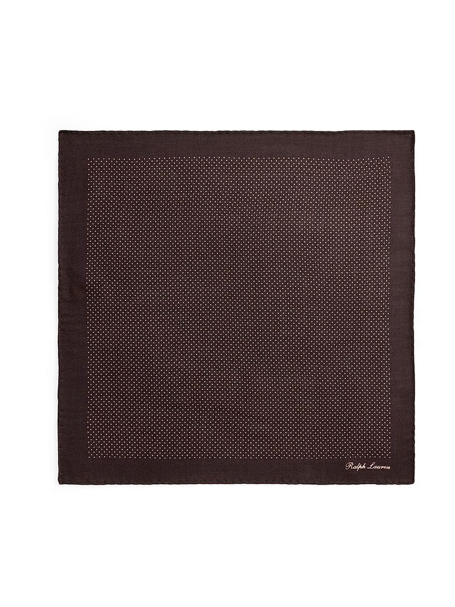 Men's Pin Dot Cashmere-Silk Pocket Square - Luggage Brown