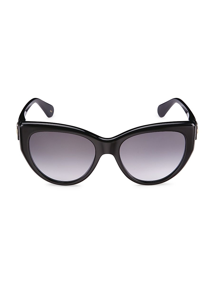 Women's Gucci Logo 56MM Cat-Eye Sunglasses - Black