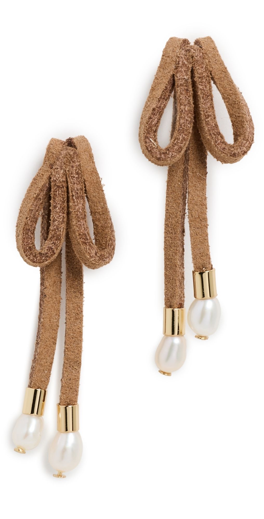 Lele Sadoughi Faux Suede Bow Earrings Caramel One Size