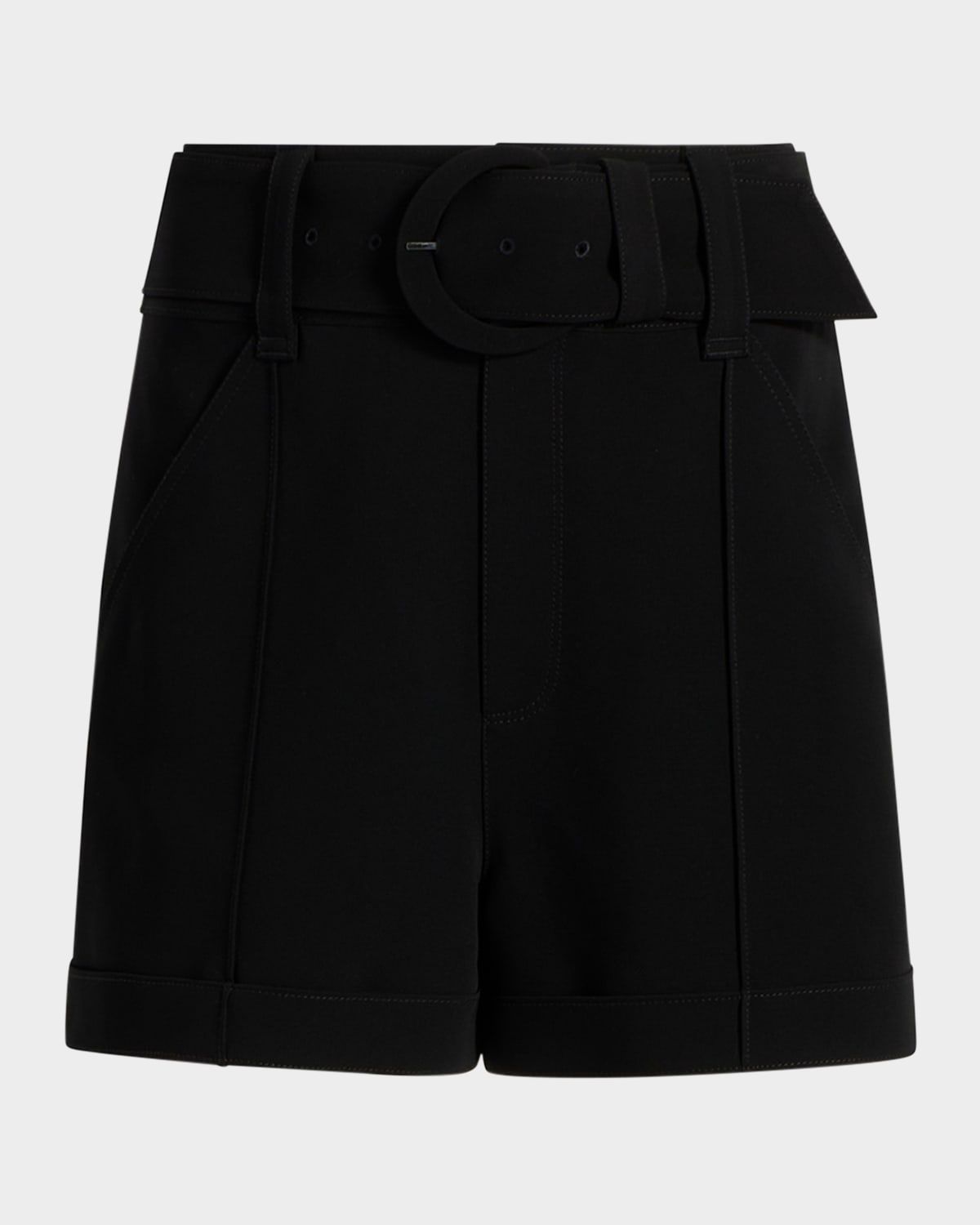 Aldi Belted High-Rise Stitched Shorts