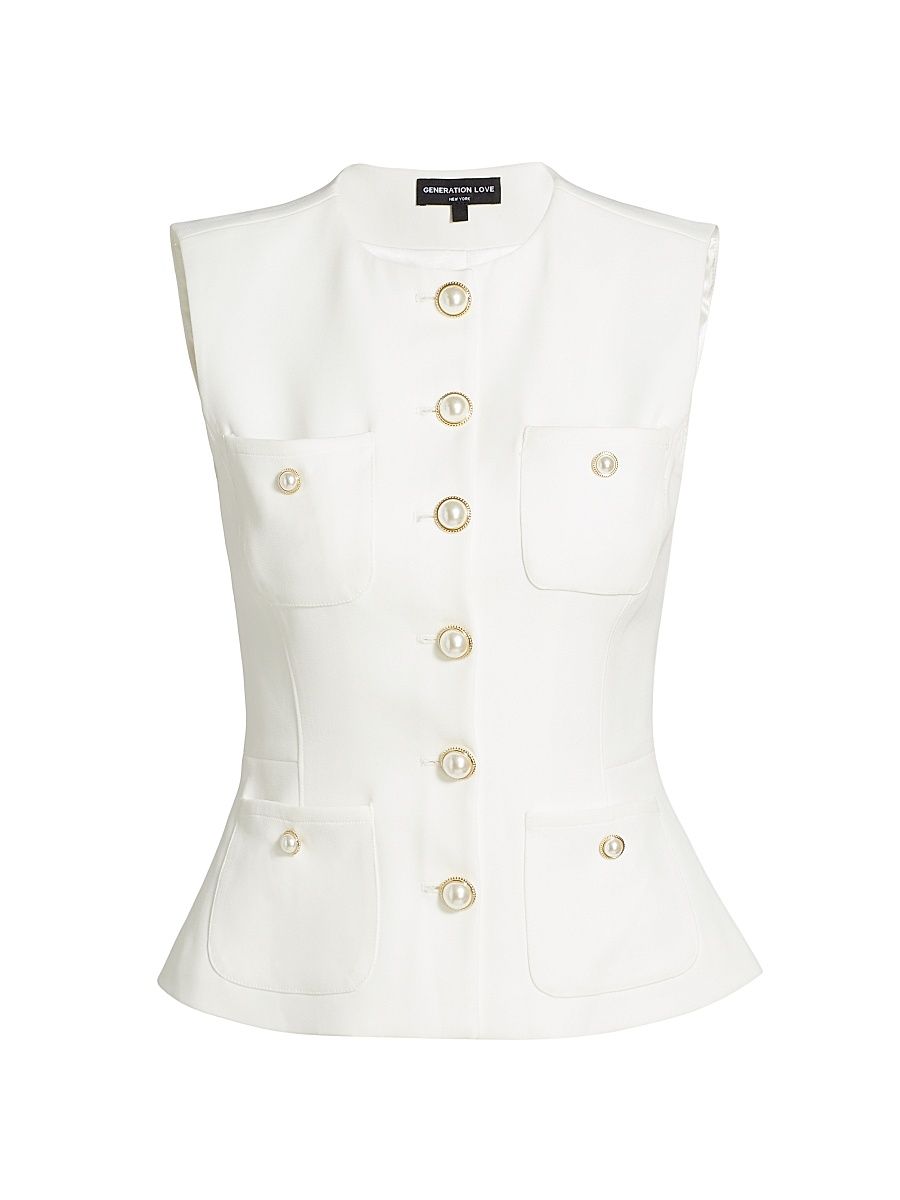 Women's Susanna Stretch Crepe Vest - White - Size Small