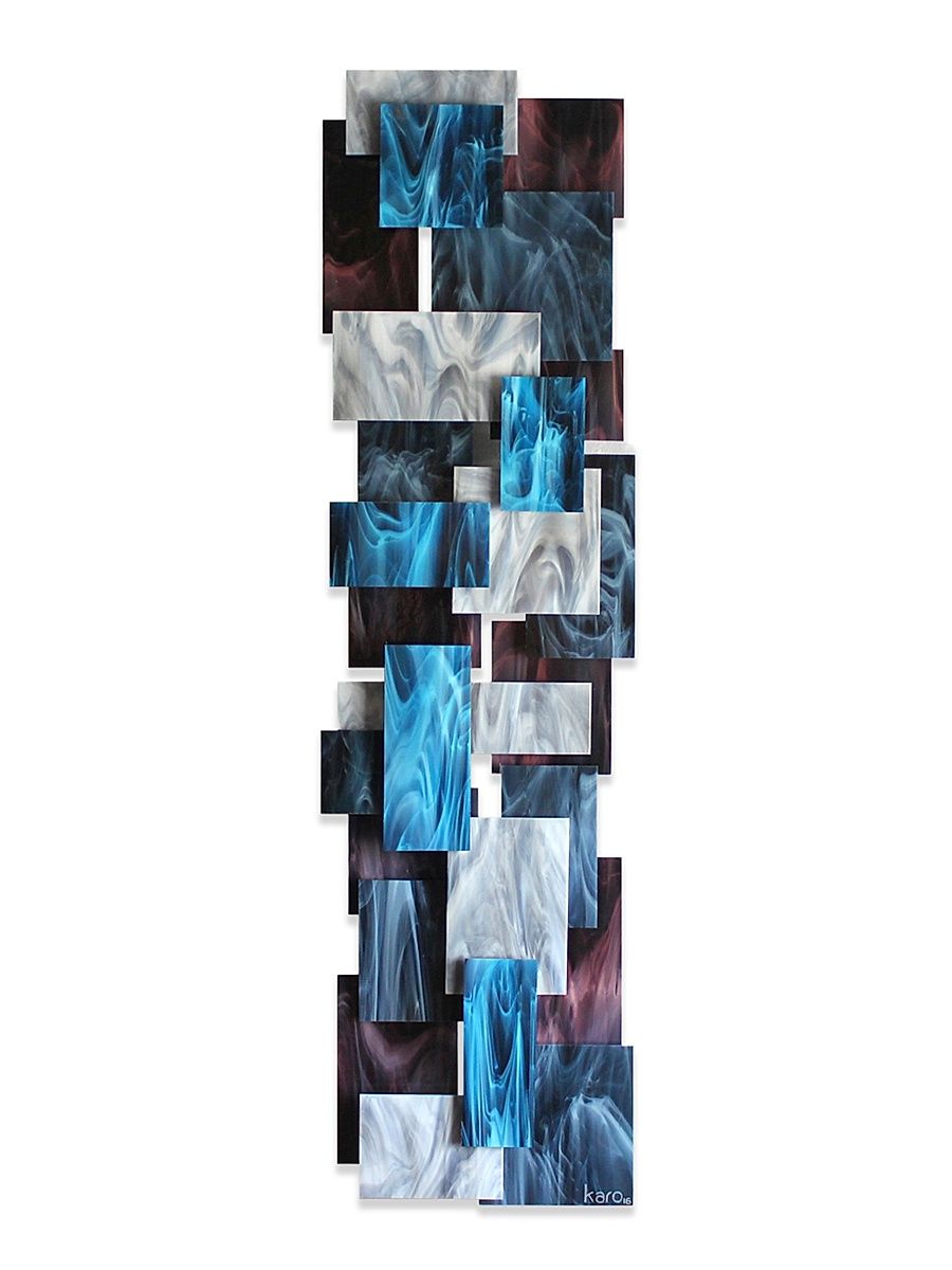 Geometric Glass & Metal Wall Sculpture - Purple