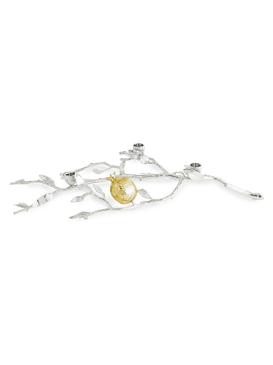 Pomegranate Silver & Gold Low Candleholder - Gray