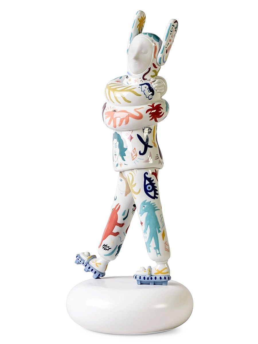Embraced Porcelain Sculpture - White And Multicolor