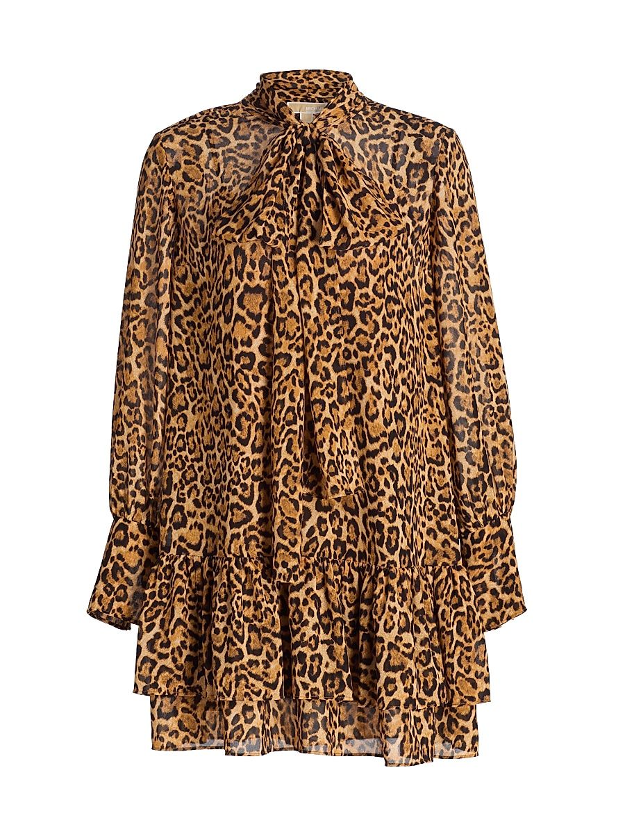 Women's Cheetah Tieneck Minidress - Marigold - Size Medium