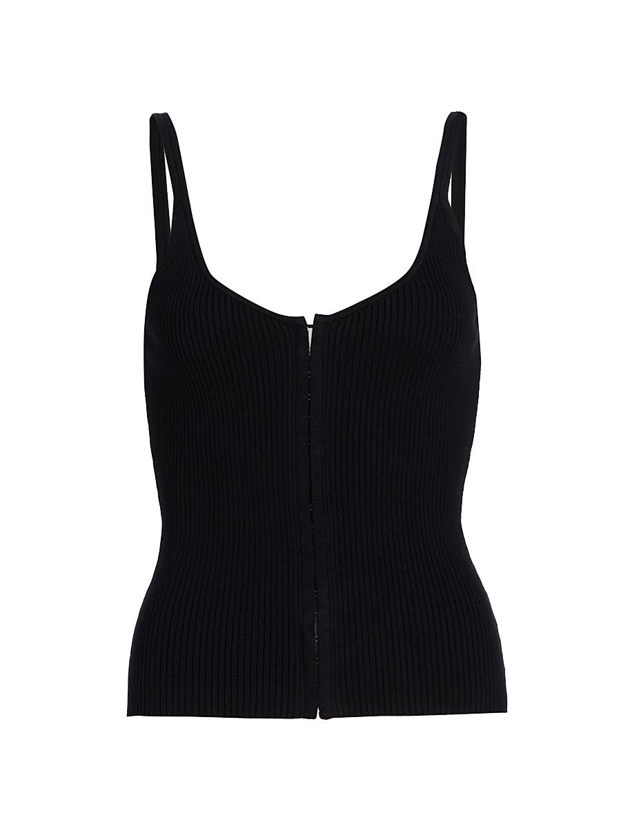 Women's Eloise Cotton-Blend Knit Tank - Black - Size Large