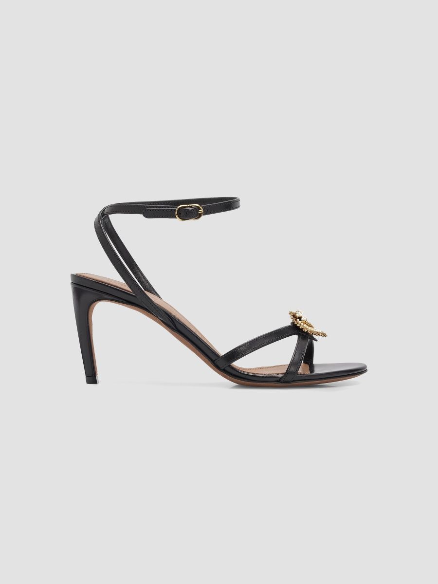 Dolce & Gabbana Women's Desire 105MM Heart-Detailed Leather Sandals - Nero - Size 10