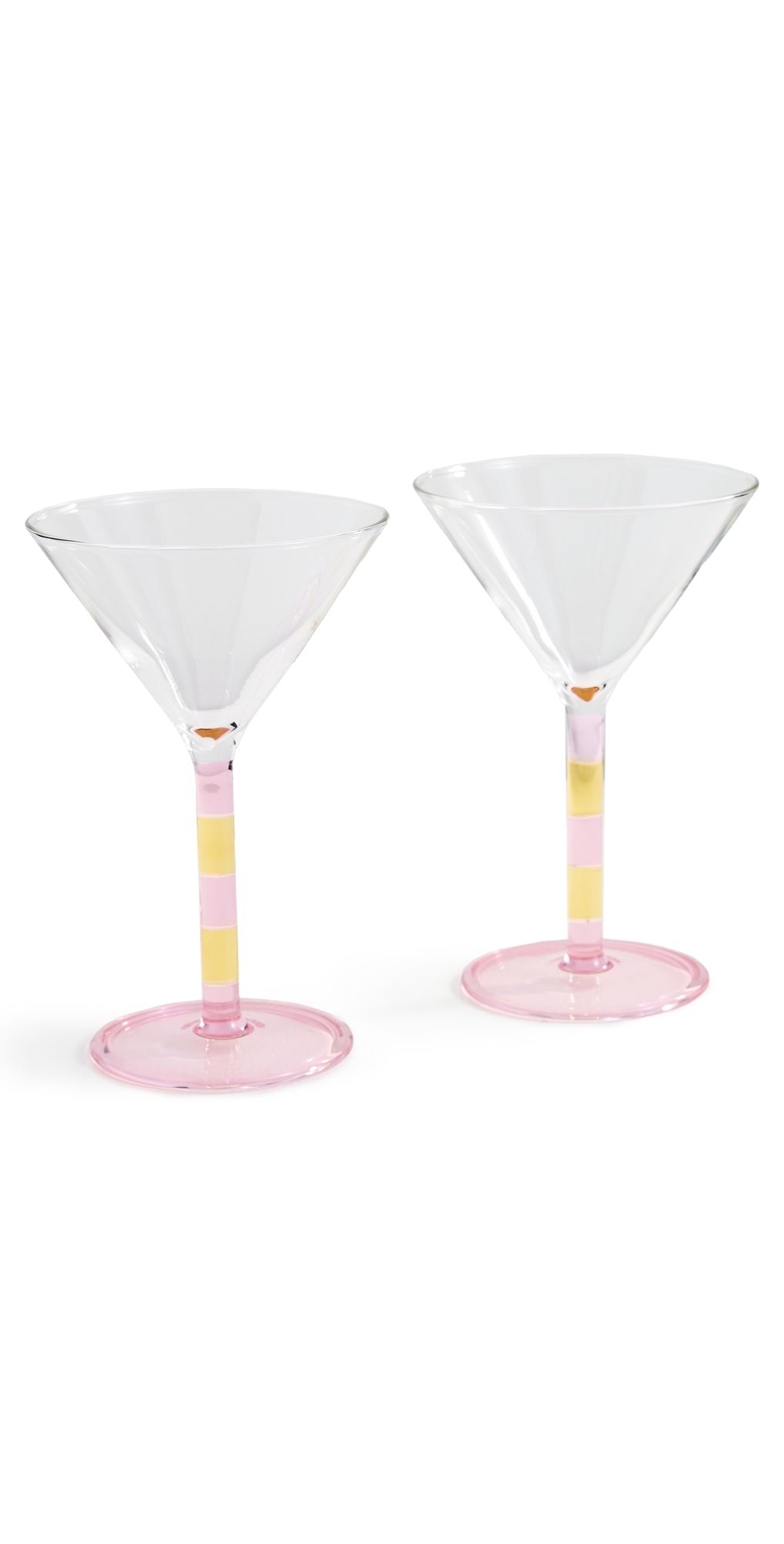 FAZEEK Striped Martini Glass Set of 2 Pink/Amber One Size