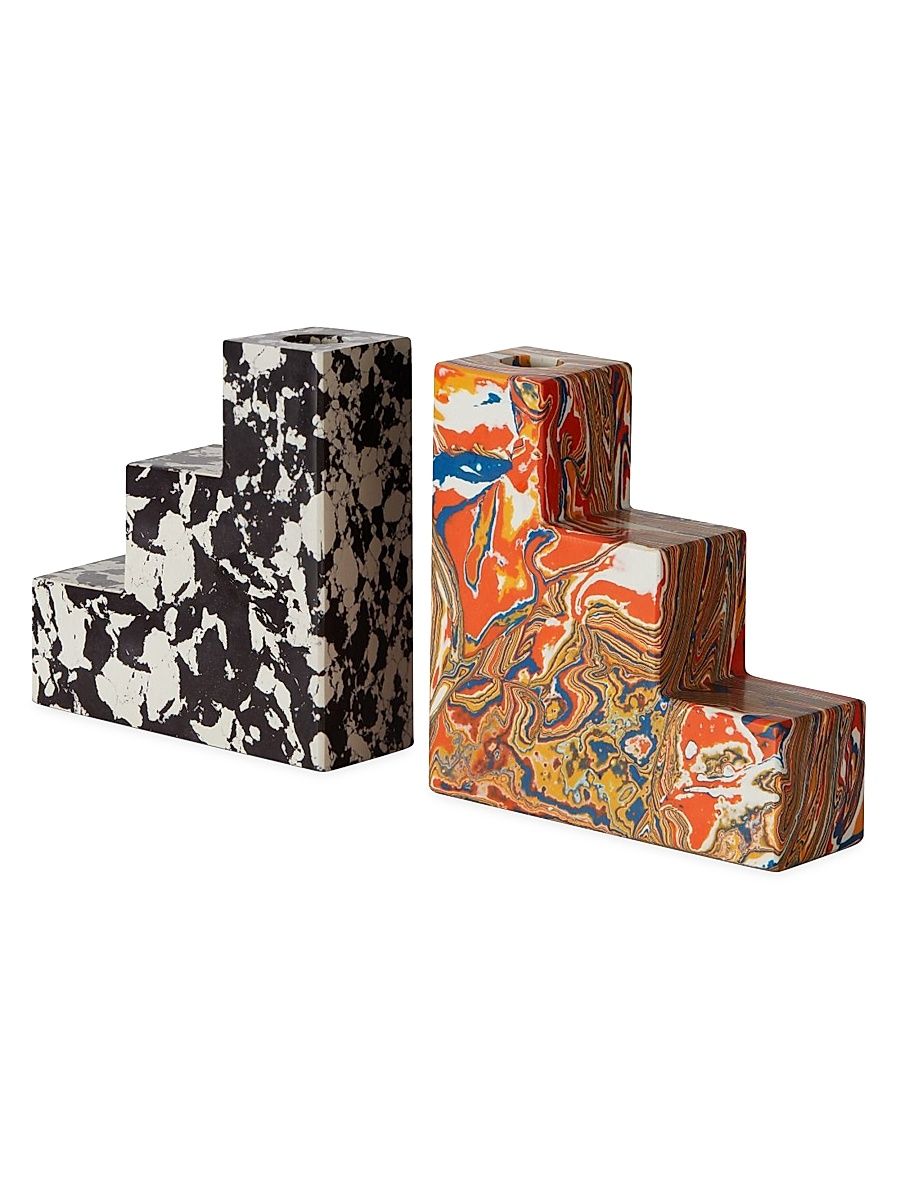 Swirl Step Marble Bookends