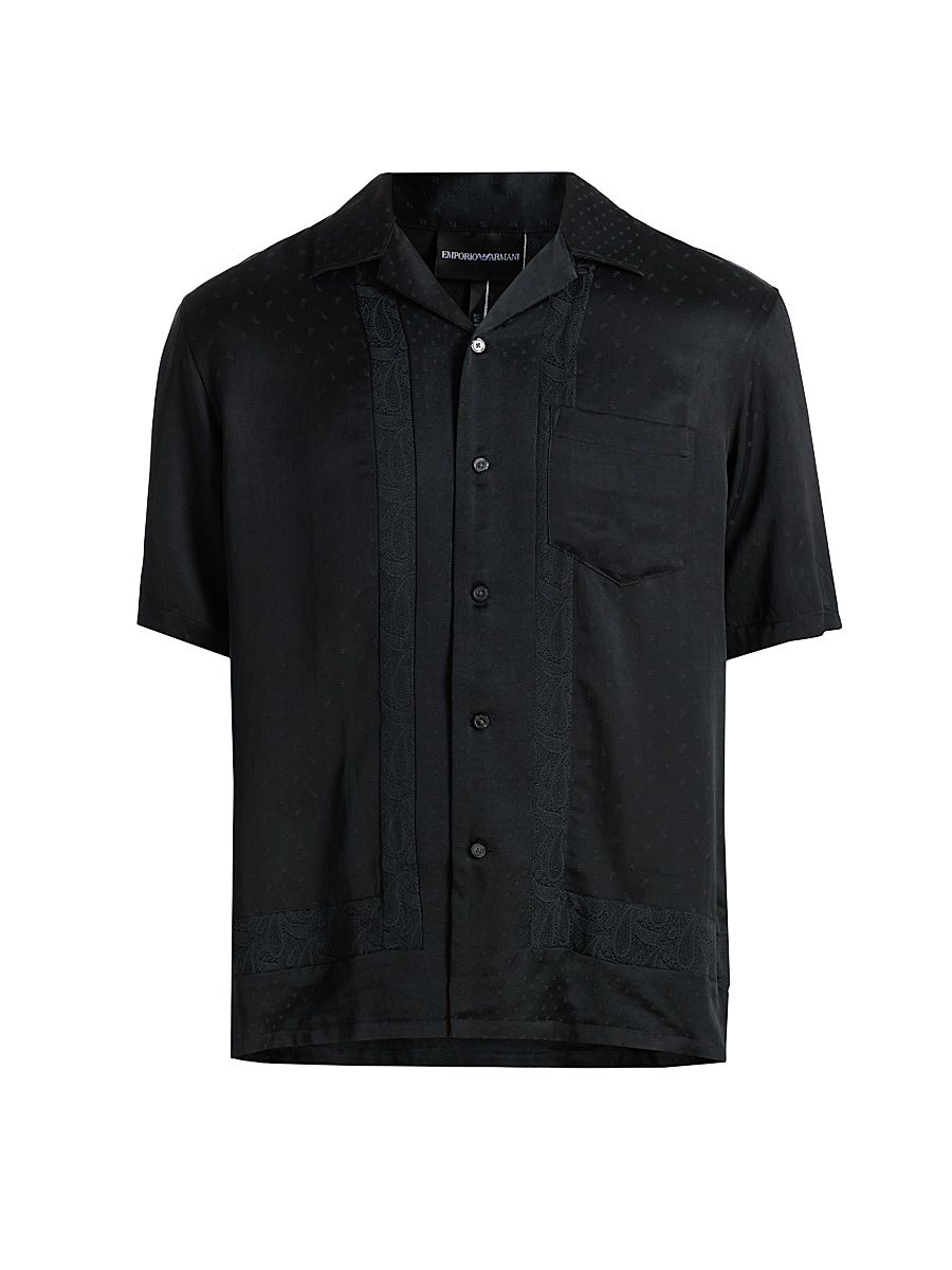 Men's Paisley Satin Camp Shirt - Fancy Paisley - Size Large