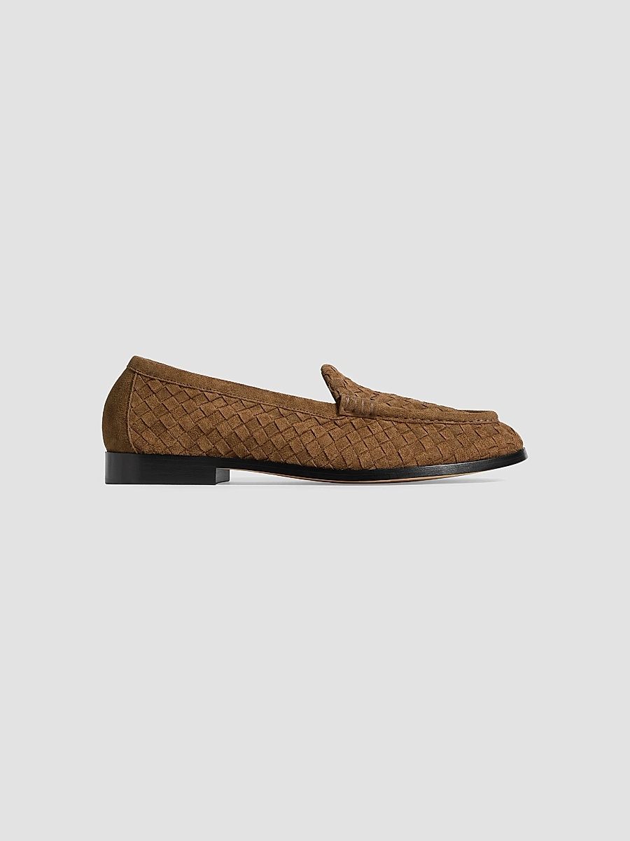 Women's Silenzio Intrecciato Supple Suede Loafers - Dark Caramel - Size 12