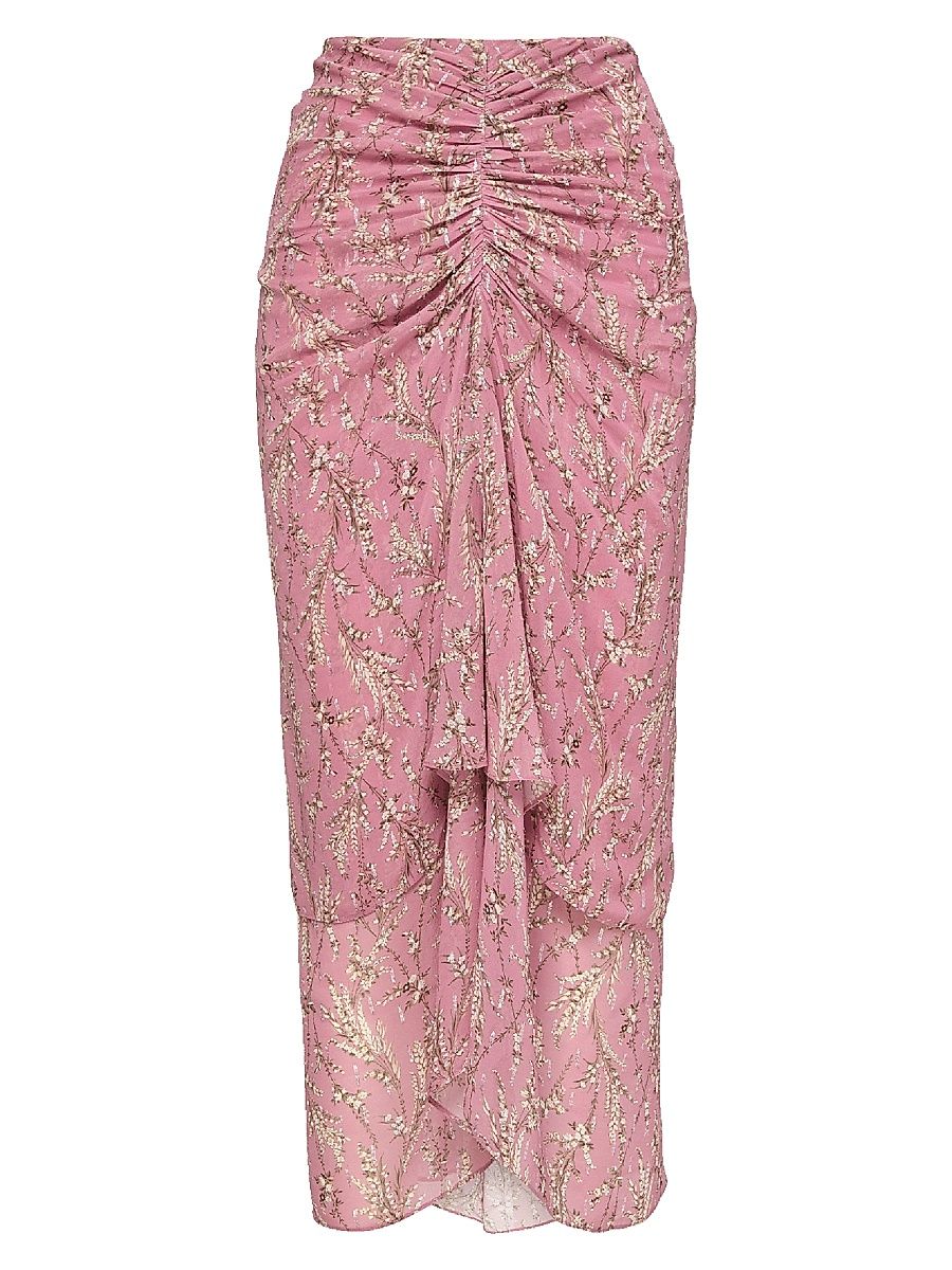 Women's Sira Floral Ruched Midi Skirt - Orchid Haze Multi - Size 14