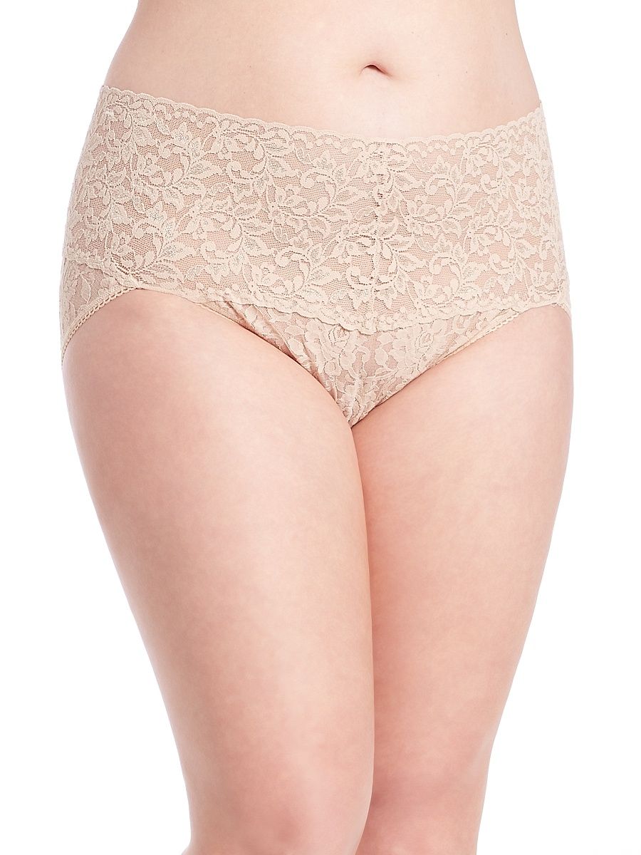 Women's Plus Retro Lace V-Kini Panty - Chai - Size XXXL