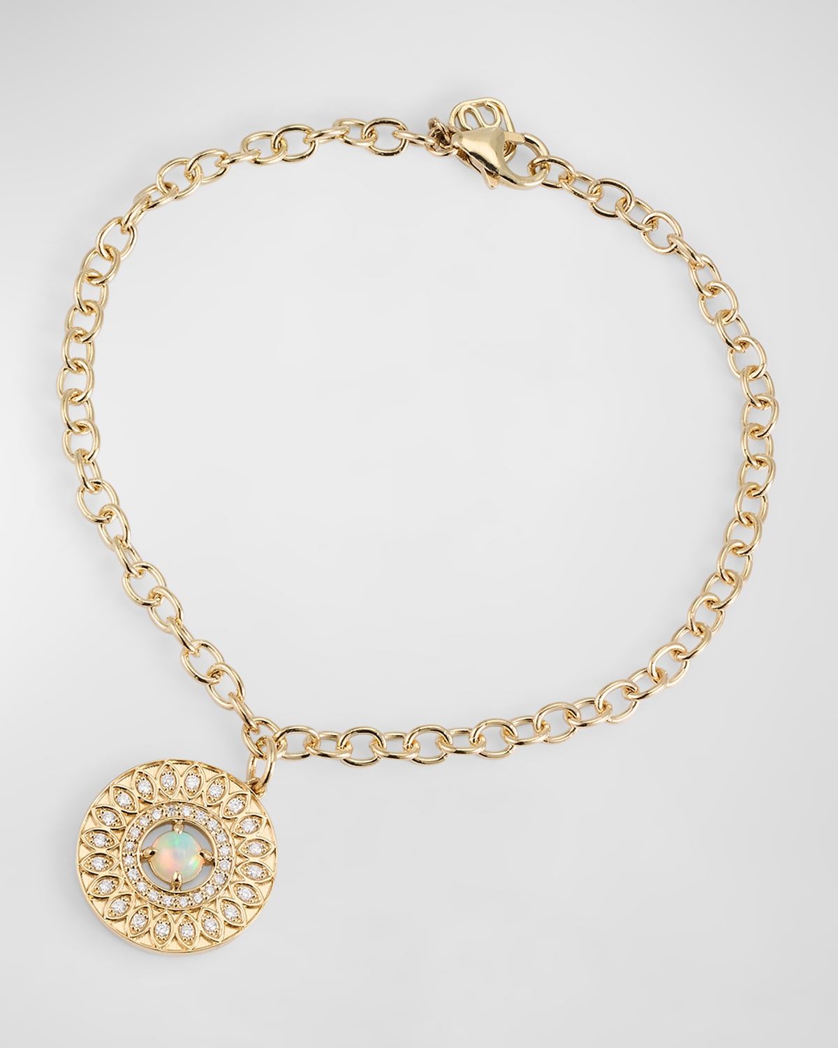 Marquise Eye Wheel Charm, Opal and Diamond Chain Bracelet