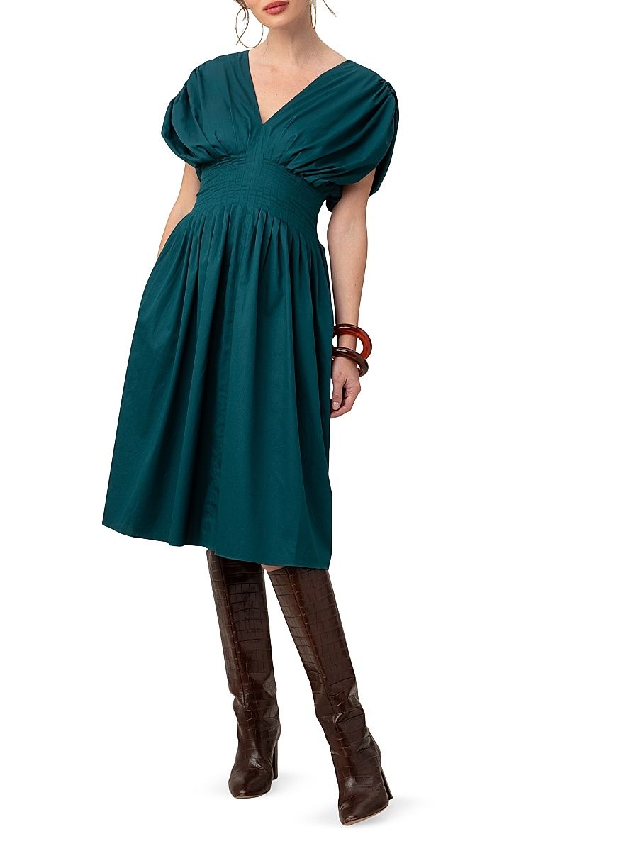 Women's Dasya 2 Cotton Midi-Dress - Greenwich Green - Size 6