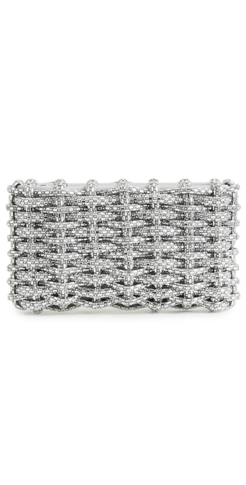 SIMKHAI Morgan Woven Rhinestone Clutch Silver One Size