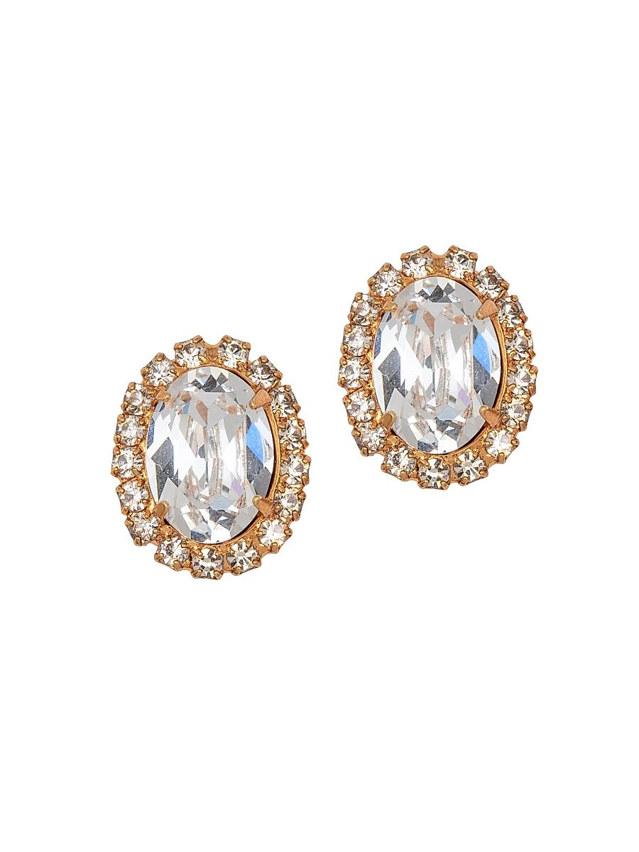 Women's Clara 18K-Gold-Plated & Crystal Earrings - Crystal Antique Gold
