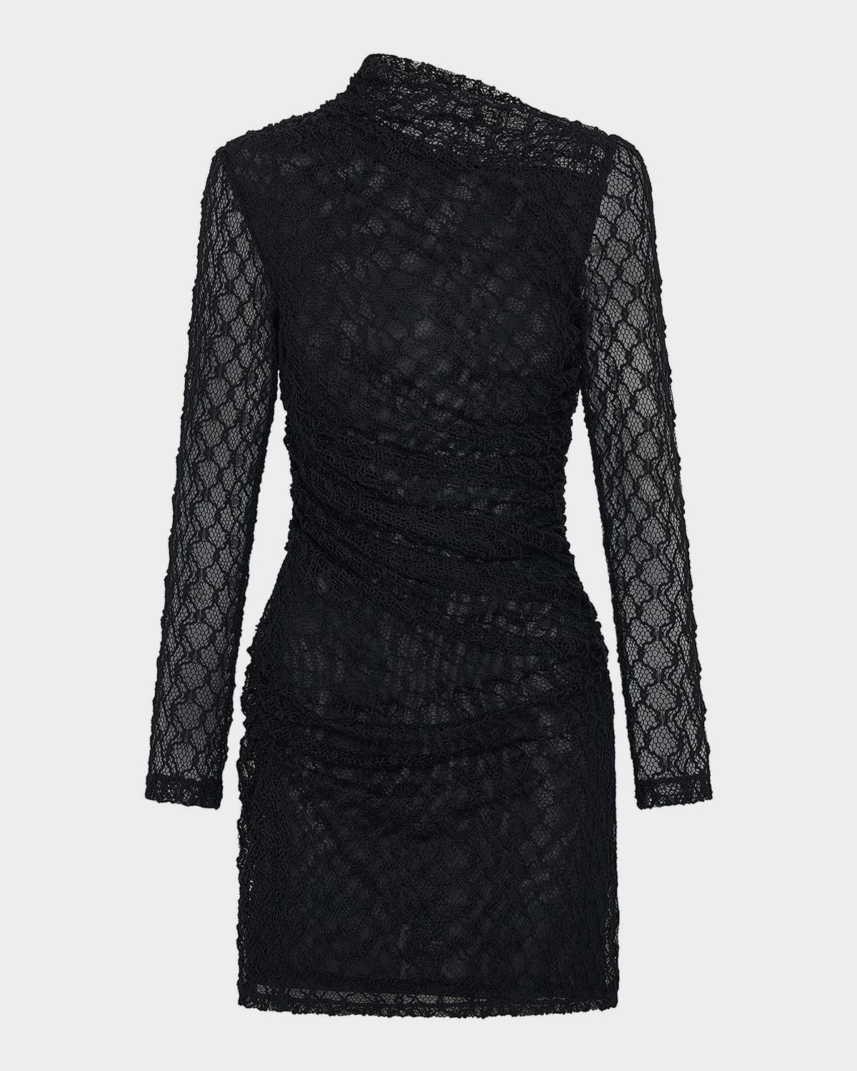 Glenda Ruched Lace Mini Dress