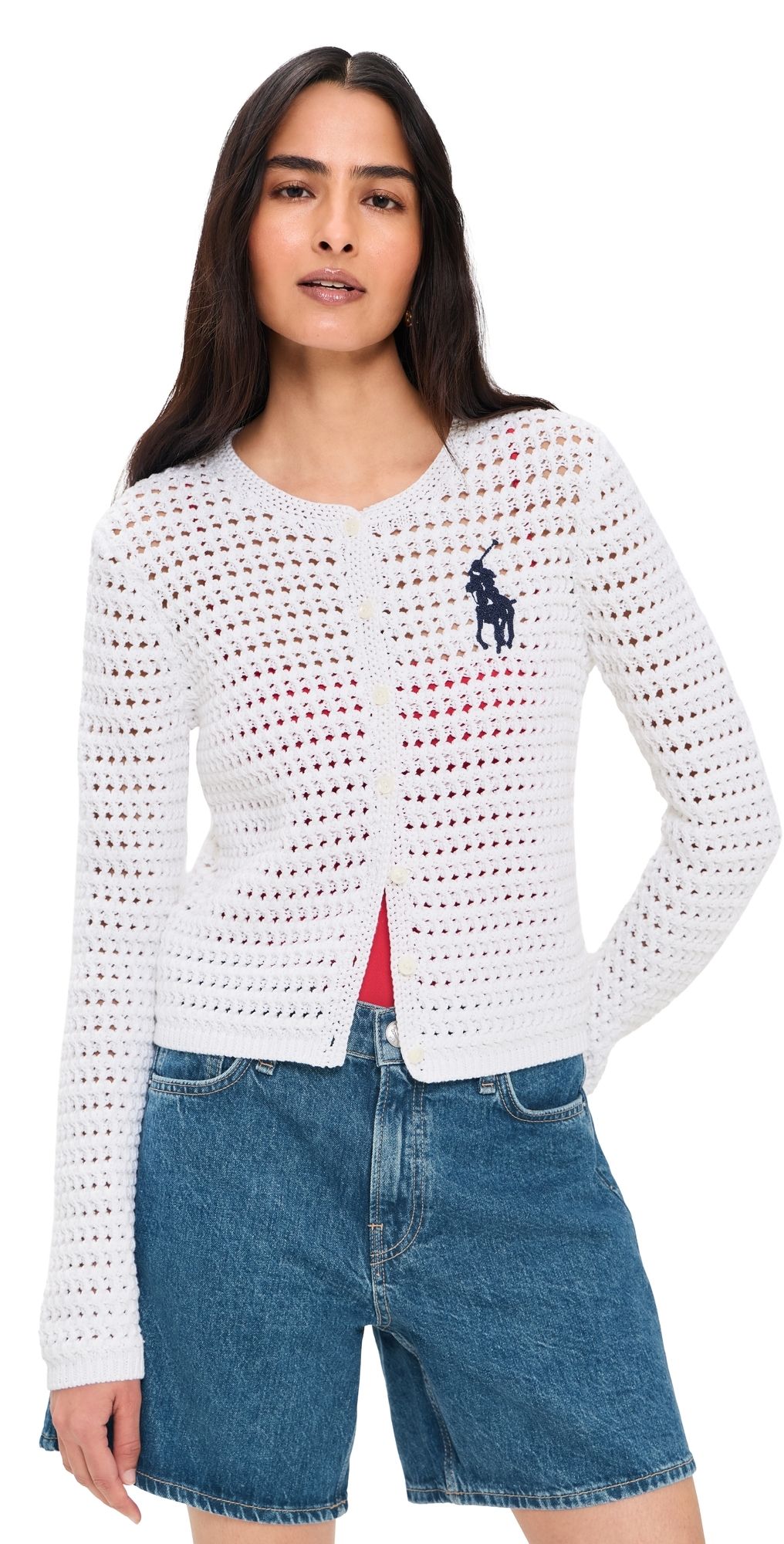 Polo Ralph Lauren Big Pony Crochet Cardigan White XL