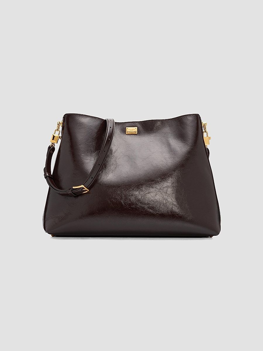 Dolce & Gabbana Women's Tumbled Leather Shoulder Bag - Moro Scuro