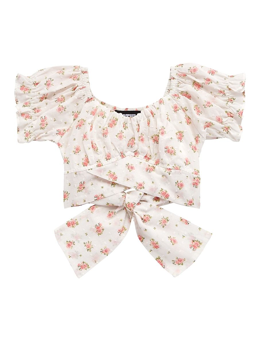 Girl's Chase Tie-Back Crop Top - Vintage Floral - Size 14