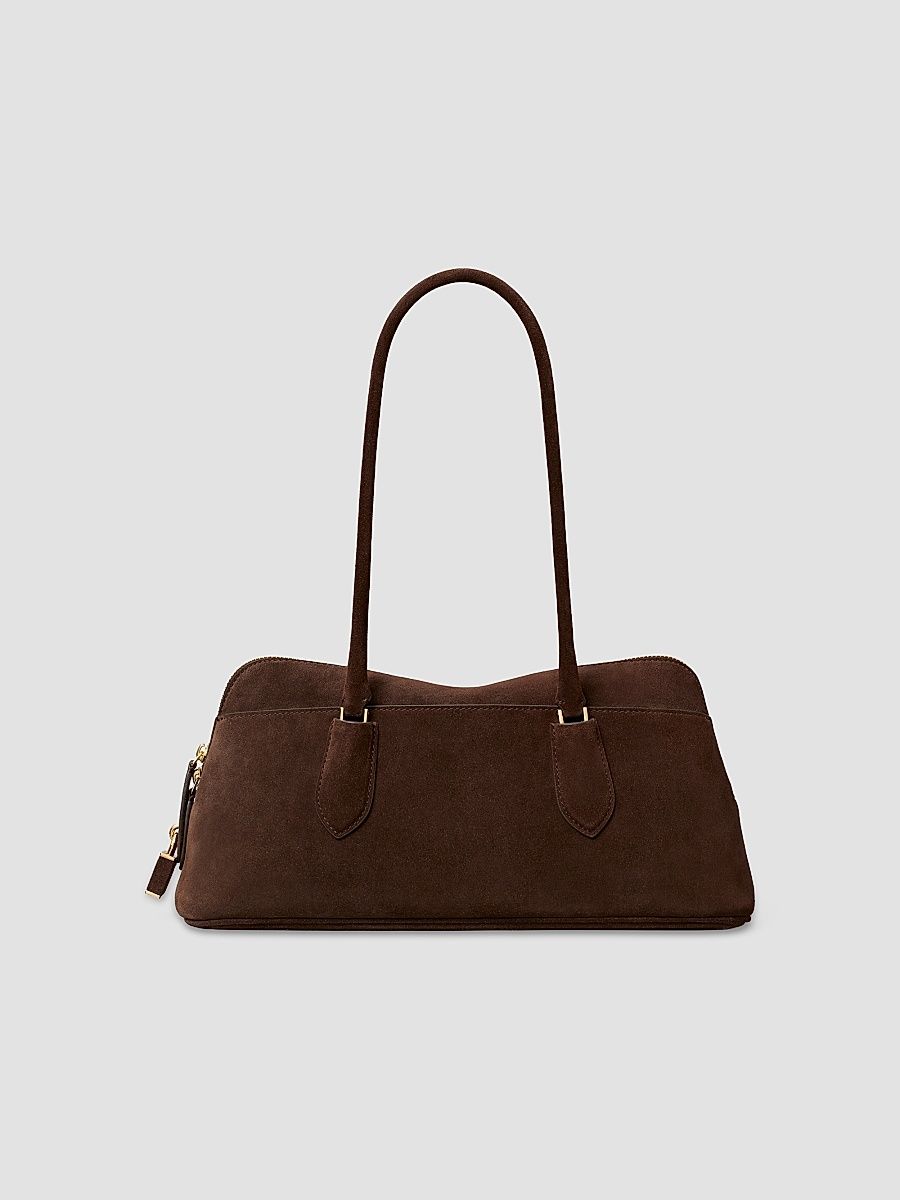Tory Burch Women's Lock Suede East-West Satchel - Dark Cocoa