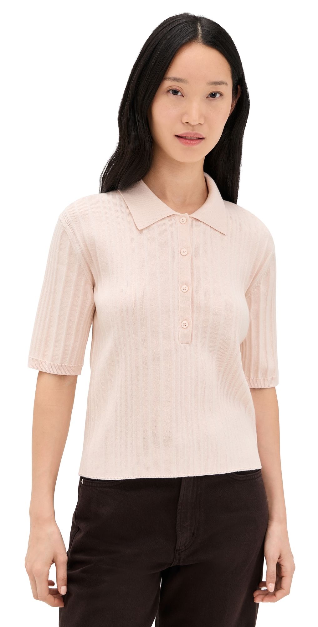 Closed Short Sleeve Knit Polo Blush Pink S