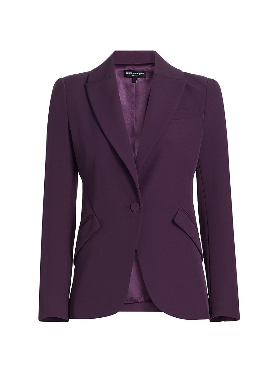 Women's Vera Crepe Single-Breasted Blazer - Eggplant - Size XL