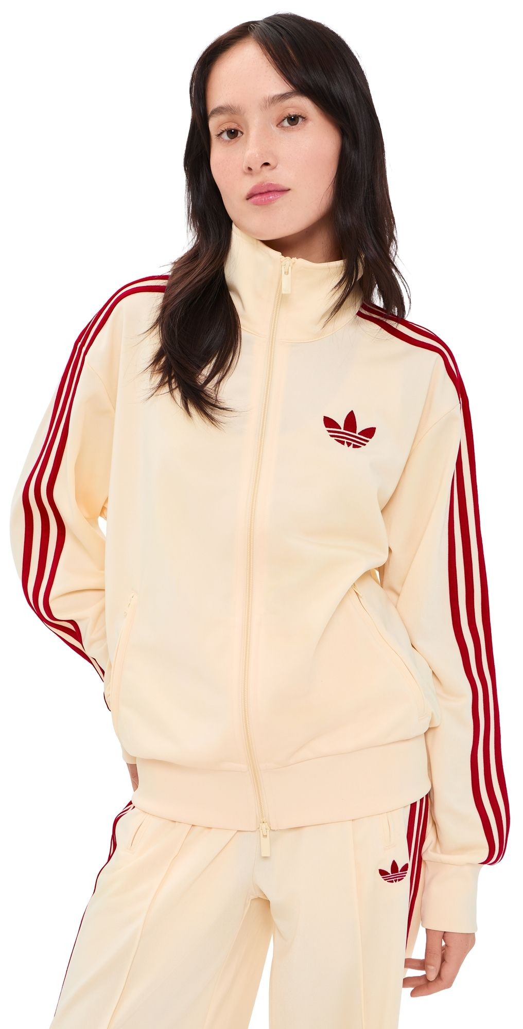 adidas Firebird Loose Track Top Warm Vanilla/Team Victory Red M