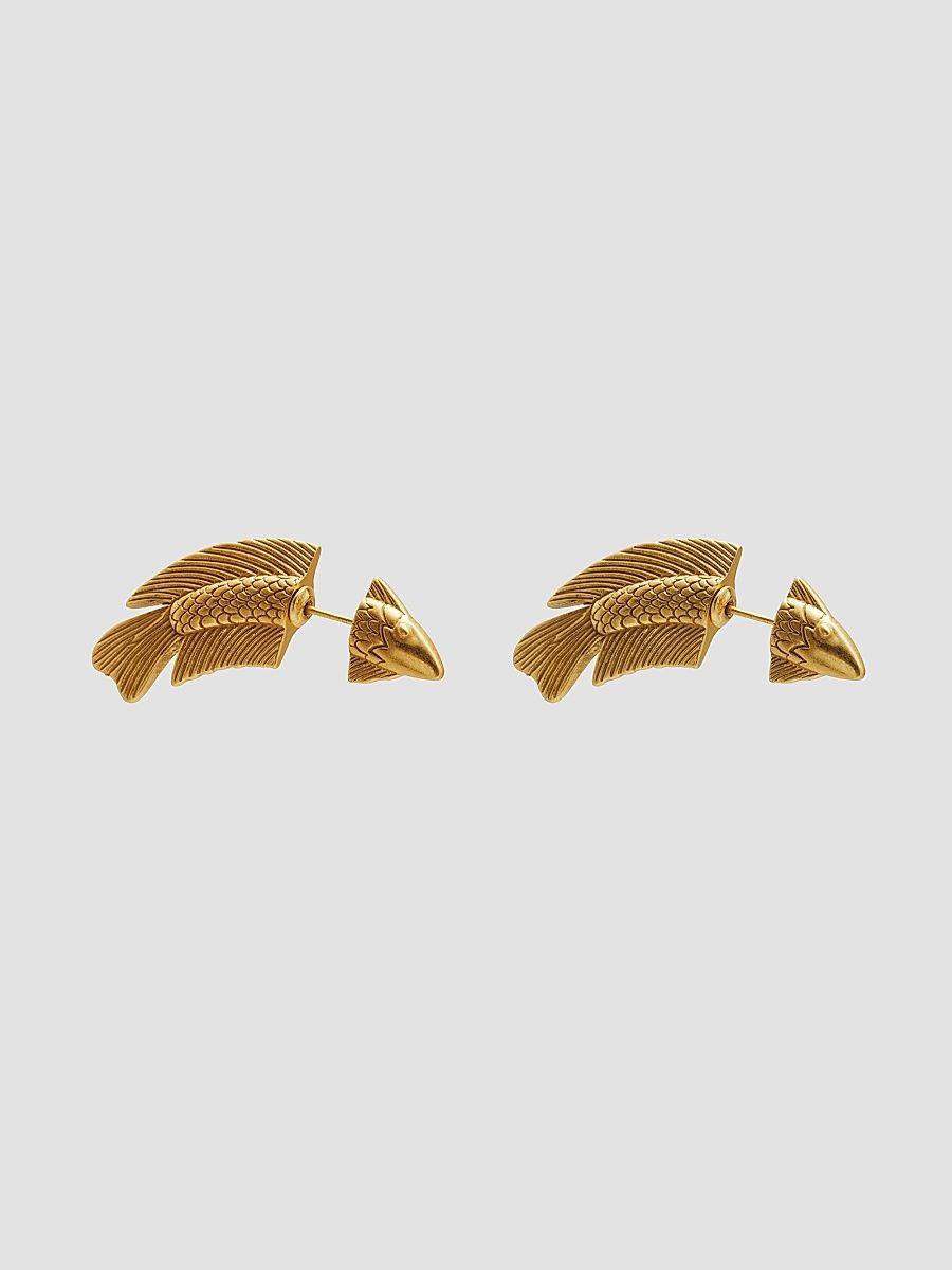 Women's Neemo Goldtone Fish Drop Earrings - Antique Brass