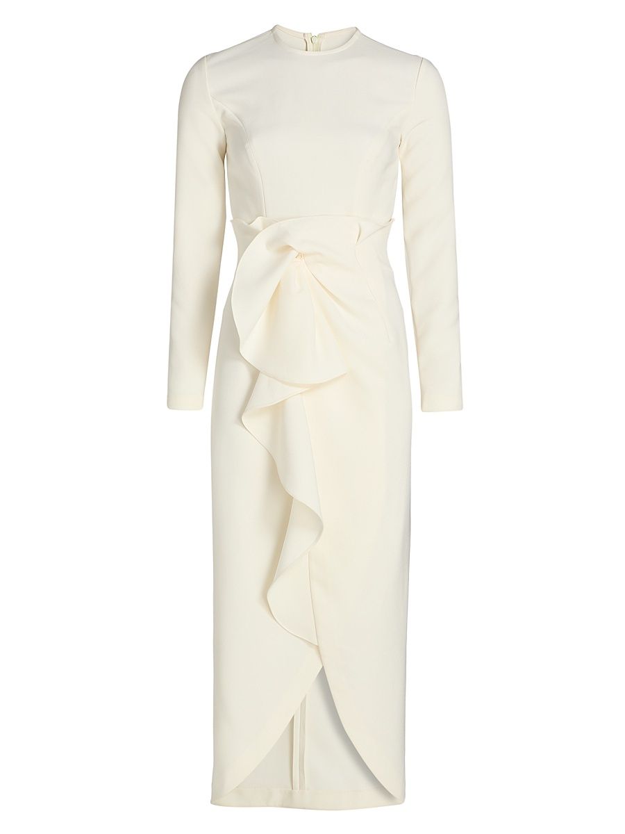 Women's Genzebe Ruffled Crêpe Midi-Dress - Ivory - Size 0