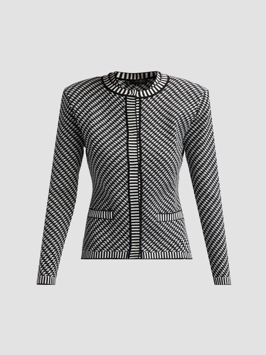 Chiara Boni La Petite Robe Women's Ritz Knit Cardigan - Black White - Size XL