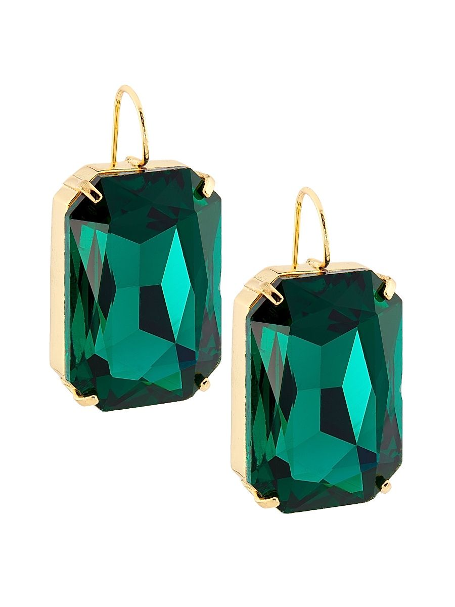 Women's 14K-Gold-Plated & Glass Crystal Drop Earrings - Emerald