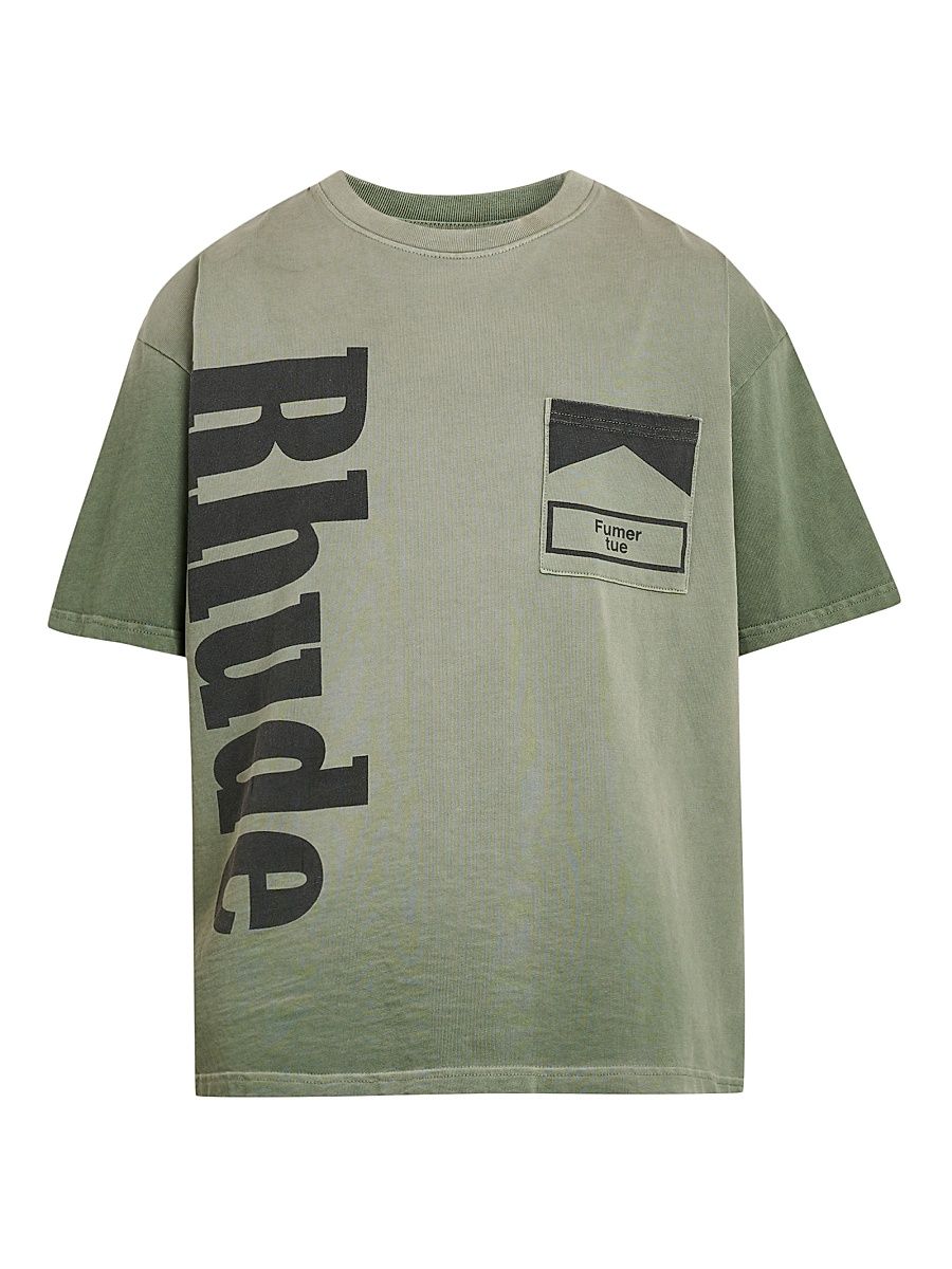 Men's Logo Pocket T-Shirt - Washed Olive Black - Size Large